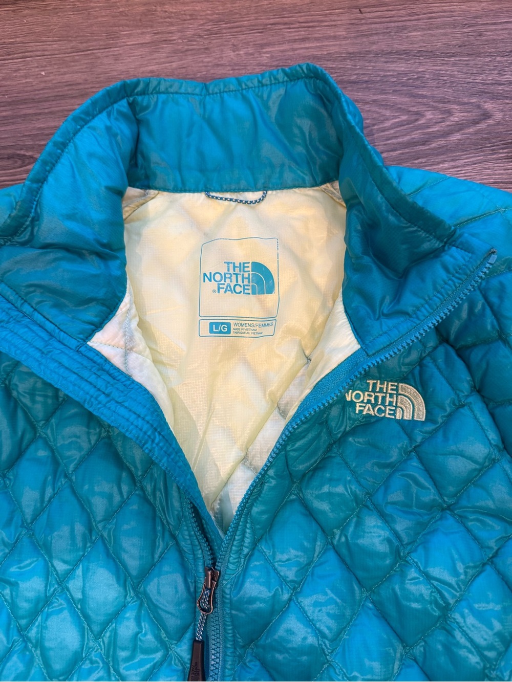 The North Face Women’s Large Teal Quilted Puffer Jacket Insulated Full Zip - Picture 2 of 5